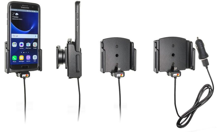 Brodit držiak do auta nastaviteľný s microUSB a nabíjaním z cig. zapaľovača/USB š.75-89 mm, hr. 6-10