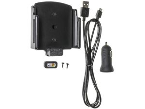 Brodit držiak do auta nastaviteľný s microUSB a nabíjaním z cig. zapaľovača/USB š.75-89 mm, hr. 6-10