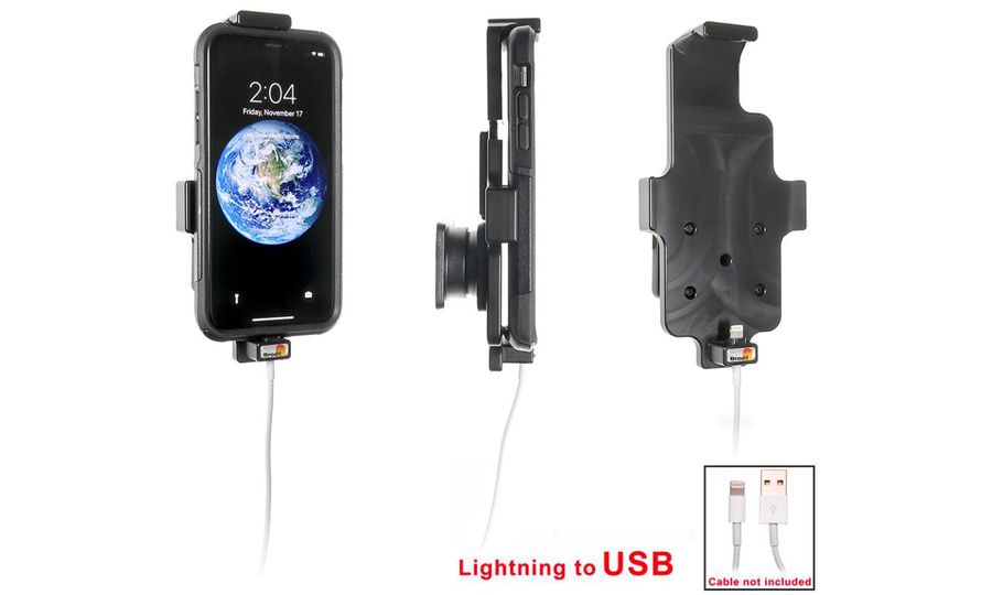 Brodit držiak na Apple iPhone Xs/X v puzdre, s istením, s priechodkou pre orig. Lightning kábel