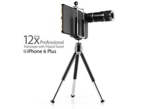 Objektív Brando 12x zoom so statívom pre Apple iPhone 6 Plus, čierny