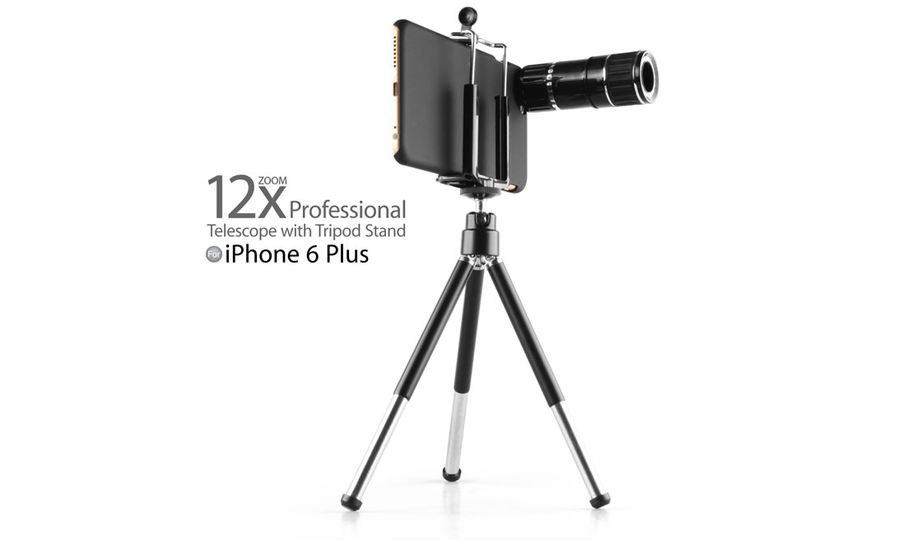 Objektív Brando 12x zoom so statívom pre Apple iPhone 6 Plus, čierny