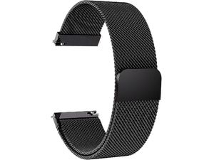 Univerzálny náhradný kovový remienok s magnetickým zapínaním, milánske ťahanie, 22 mm, čierny