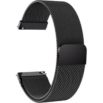 Univerzálny náhradný kovový remienok s magnetickým zapínaním, milánske ťahanie, 22 mm, čierny