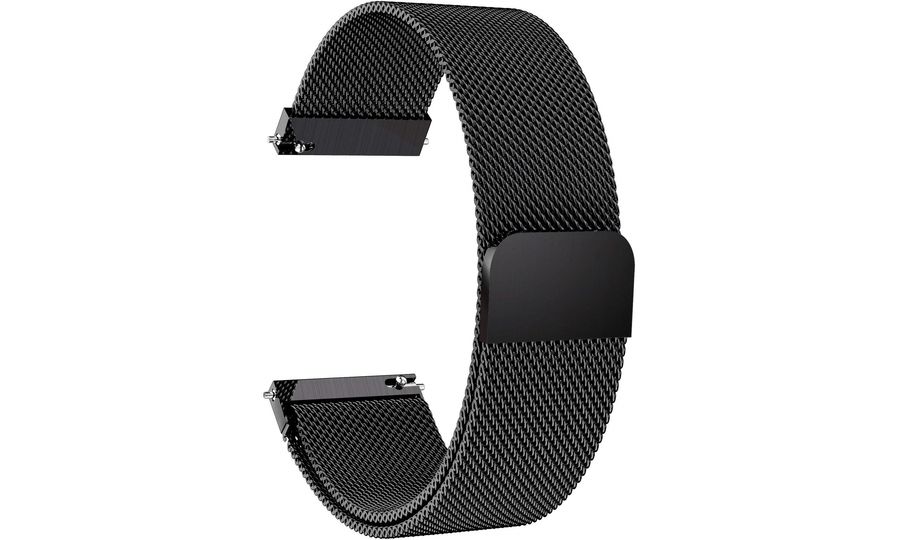 Univerzálny náhradný kovový remienok s magnetickým zapínaním, milánske ťahanie, 22 mm, čierny