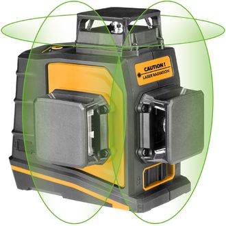 TOLSEN AKU krížový laser 3x360° vrátane príslušenstva, USB nabíjanie, zelený lúč,