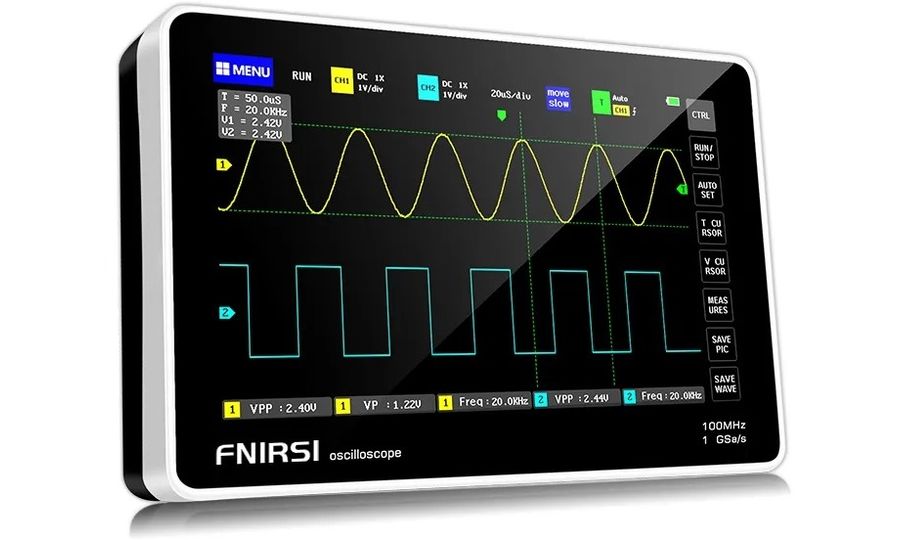 FNIRSI 1013D Digitálny osciloskop tablet so 7" TFT LCD dotykovým displejom, dvojkanálový, 100 MHz