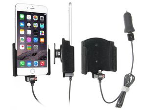 Brodit držiak do auta na Apple iPhone Xs Max/8/7/6s/Plus bez puzdra, s nabíjaním z cig. zap/USB, zamat