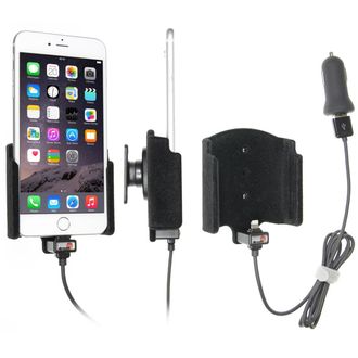 Brodit držiak do auta na Apple iPhone Xs Max/8/7/6s/Plus bez puzdra, s nabíjaním z cig. zap/USB, zamat