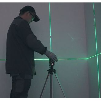 TOLSEN AKU krížový laser 3x360° vrátane príslušenstva, USB nabíjanie, zelený lúč,