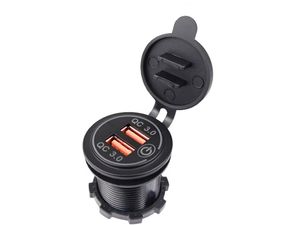 Mobilly Vodotesná vstavaná nabíjačka / zásuvka na motorku, 2x USB, QuickCharge 3.0