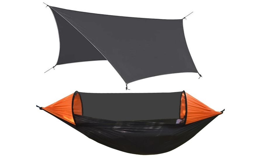 Hojdacia sieť TZ-050 s krytom proti dažďu, 320x250cm, čierna