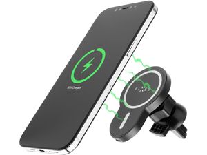 Držiak do ventilačnej mriežky FIXED MagClick s bezdrôtovým nabíjaním Qi 15 W a nástavcom MagSafe, čierny