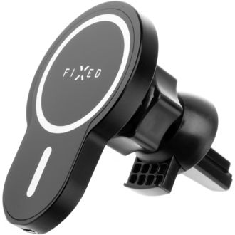 Držiak do ventilačnej mriežky FIXED MagClick s bezdrôtovým nabíjaním Qi 15 W a nástavcom MagSafe, čierny