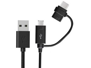 Samsung Kombinovaný dátový a nabíjací kábel USB-C/MicroUSB, 1 m, čierny