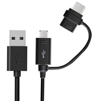 Samsung Kombinovaný dátový a nabíjací kábel USB-C/MicroUSB, 1 m, čierny