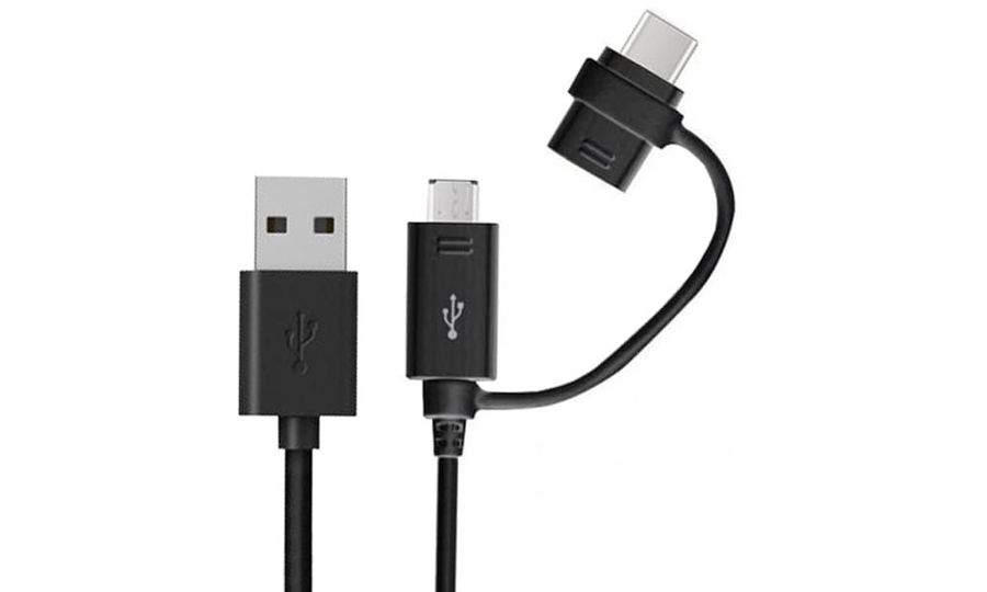 Samsung Kombinovaný dátový a nabíjací kábel USB-C/MicroUSB, 1 m, čierny