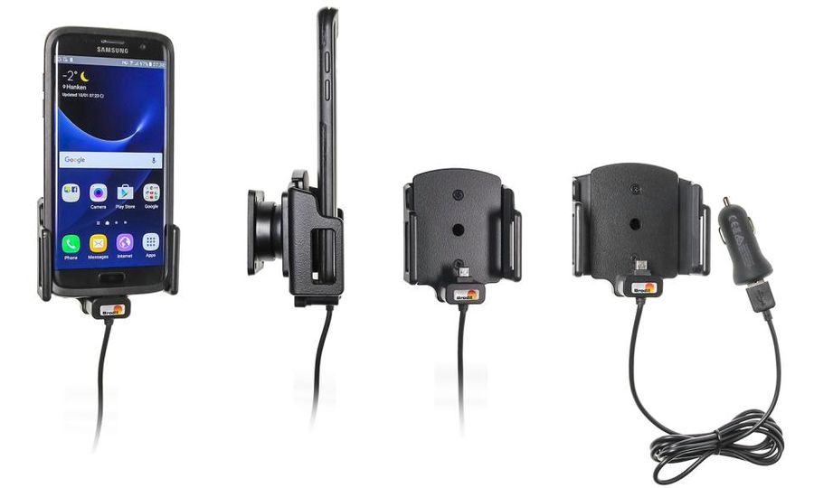 Brodit držiak do auta nastaviteľný s microUSB a nabíjaním z CL/USB š. 62-77 mm, hr. 12-16mm
