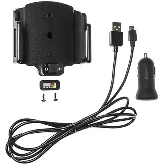 Brodit držiak do auta nastaviteľný s microUSB a nabíjaním z CL/USB š. 62-77 mm, hr. 12-16mm