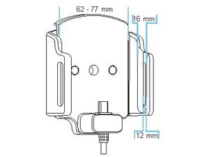 Brodit držiak do auta nastaviteľný s microUSB a nabíjaním z CL/USB š. 62-77 mm, hr. 12-16mm