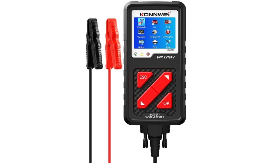Konnwei KW710 tester batérií, 6V/12V/24V, grafický displej