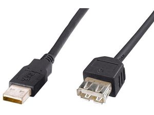 PremiumCord Predlžovací kábel USB, 5 m, čierny