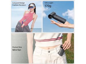 JisuLife Life 9, prenosný ventilátor, 5 rýchlostí, kapacita batérie 5000 mAh, čierny