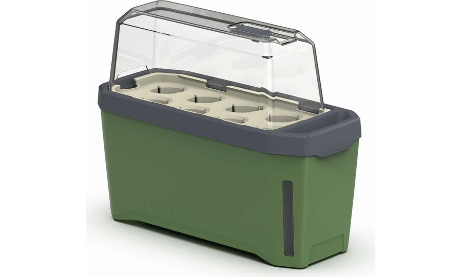 Samozavlažovací kvetináč Gusta Garden HARRY HERBS s vekom, tmavozelený