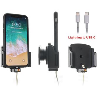 Brodit držiak pre Apple iPhone 11 Pro/11/XR/Xs/X v puzdre, priechodka pre orig. Blesk/USB-C