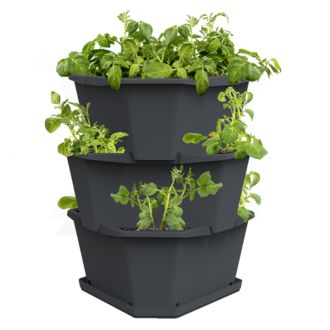 Samozavlažovací 3-vrstvový kvetináč Gusta Garden PAUL POTATO, antracit