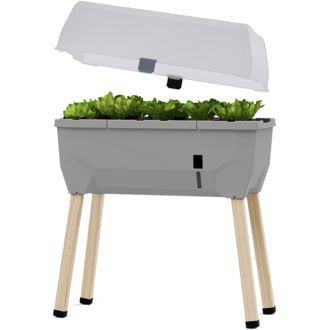 Samozavlažovací kvetináč Gusta Garden SAMMY SALAD s vekom svetlosivý