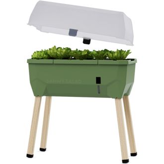 Samozavlažovací kvetináč Gusta Garden SAMMY SALAD s vekom, tmavozelený