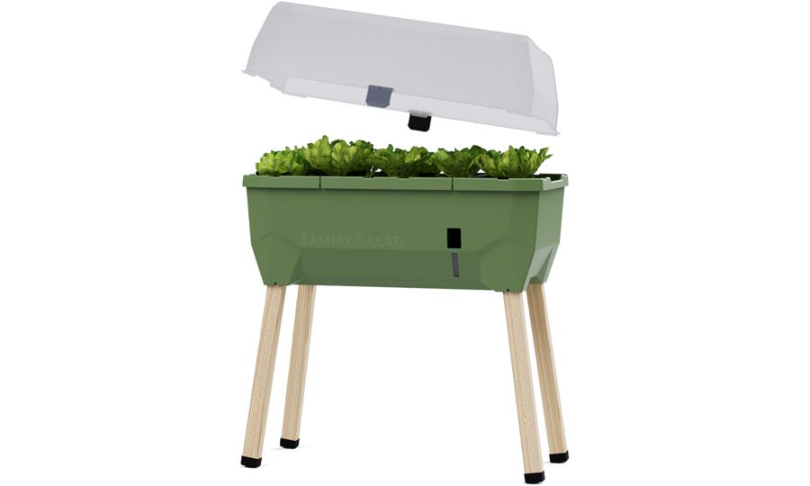 Samozavlažovací kvetináč Gusta Garden SAMMY SALAD s vekom, tmavozelený