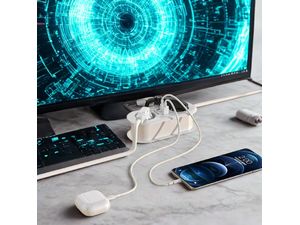 Predlžovací kábel Proove Supercoil 20W (2AC + 1 Type-C + 2 USB) 1,5 m