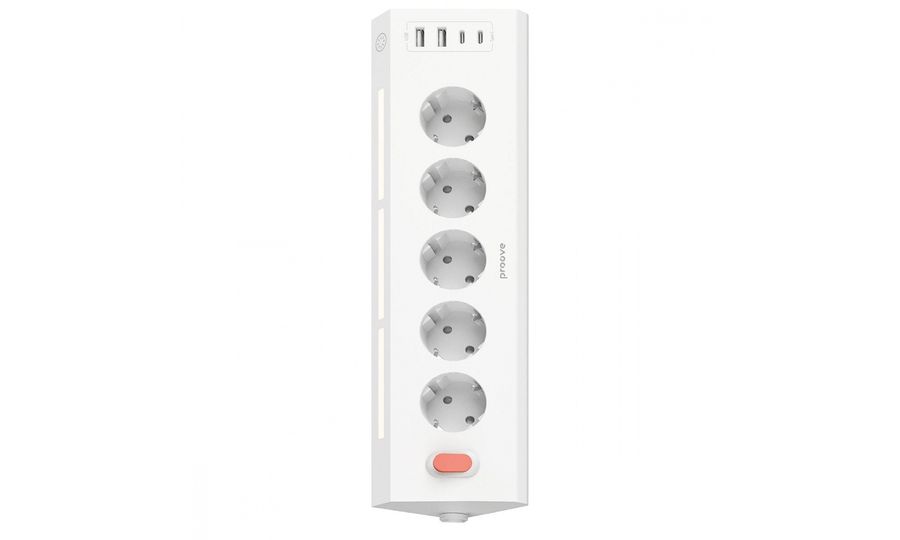 Predlžovací kábel Proove Prism (5AC + 2 Type-C + 2 USB) 1,6 m