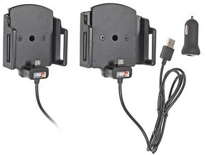 Brodit držiak do auta nastaviteľný s microUSB a nabíjaním z cig. zapaľovača/USB š. 62-77 mm, hr. 9-13
