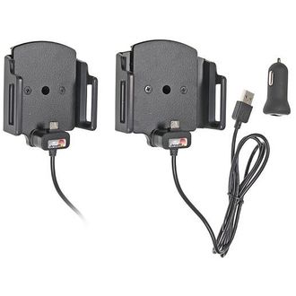 Brodit držiak do auta nastaviteľný s microUSB a nabíjaním z cig. zapaľovača/USB š. 62-77 mm, hr. 9-13