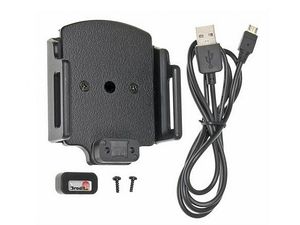 Brodit držiak do auta nastaviteľný s microUSB a nabíjaním z cig. zapaľovača/USB š. 62-77 mm, hr. 9-13