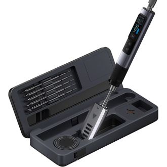 FNIRSI HS-02A programovateľný mikropájkovač s úložným boxom a stojanom, 6 hrotov, 100 W