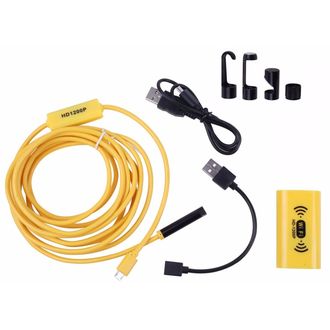 Endoskop F130 WiFi s osvetlením, rozlíšenie 1200p, 3,5 m pevný kábel, žltý