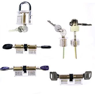 LockPick set 6x transparentný tréningový zámok