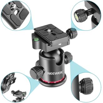 Neewer M360 Pro kovová otočná guľová hlava statívu s rýchloupínacou doštičkou, nosnosť 8 kg