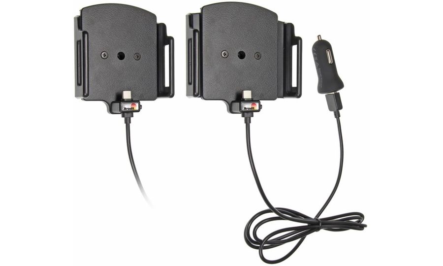 Brodit držiak do auta nastaviteľný s USB-C a nabíjaním z cig. zapaľovača/USB š. 75-89 mm, hr. 12-16
