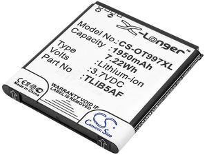 Batéria pre Alcatel One Touch 997, X Pop, TCL S710, S800 a ďalšie, 1950 mAh, Li-Ion