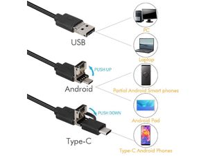 Inskam 107 USB-C/MicroUSB/USB endoskop 3,9 mm, 720p, pevná dĺžka kábla 5 m